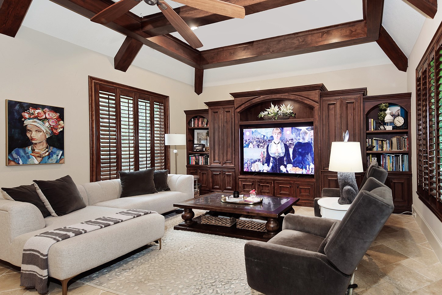 119 Angel Leaf Road The Woodlands, TX 77380 - Photo 21 of 50 a living room with furniture and a flat screen tv