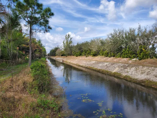 a view of a lake with a yard