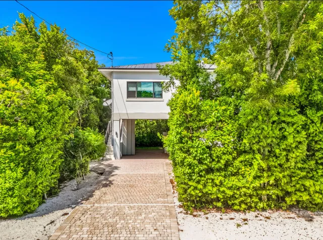 a view of a pathway in a garden