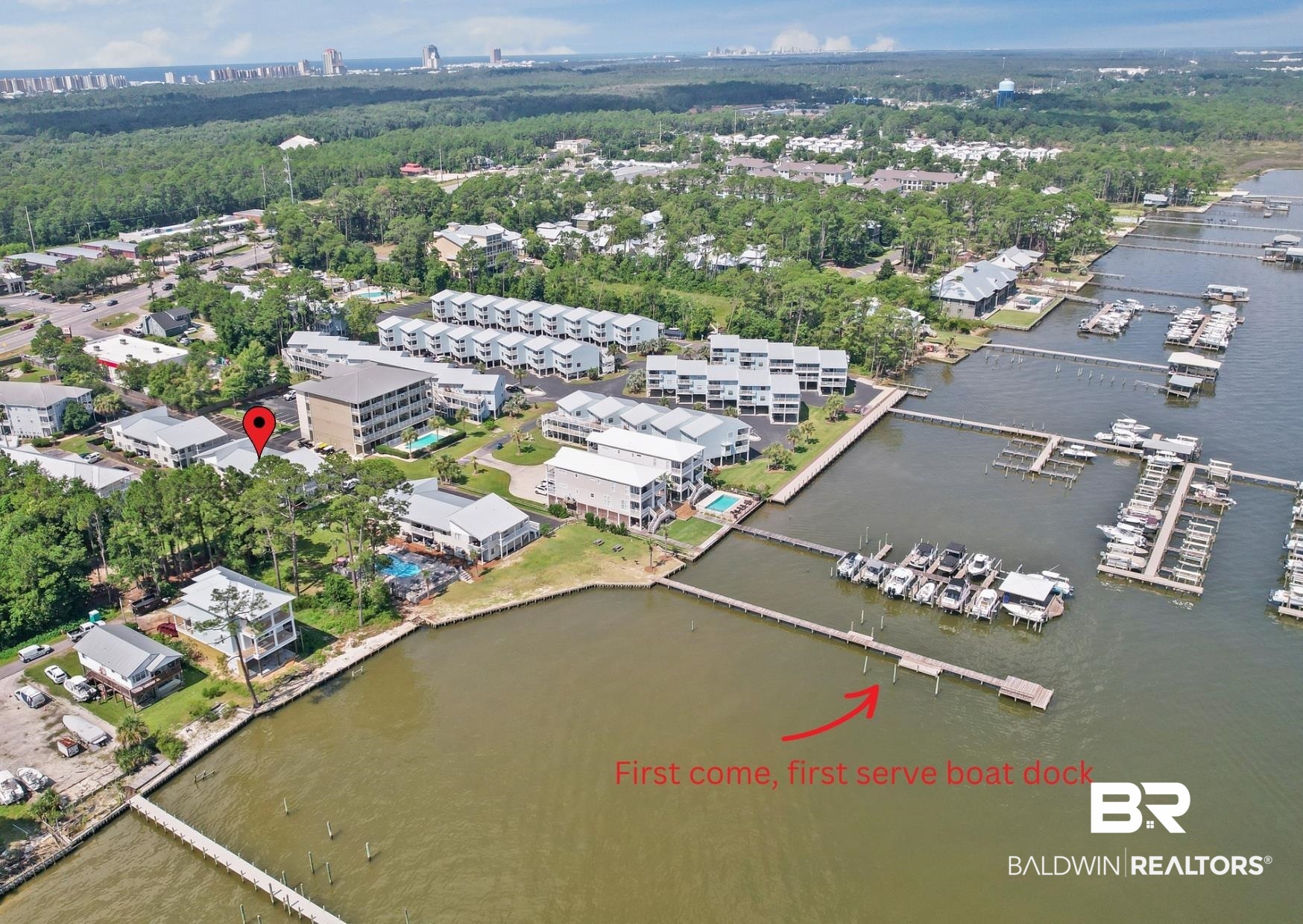 25925 Canal Road, Unit 207 Orange Beach, AL 36561 - Photo 40 of 42 Birds eye view of property featuring a water view
