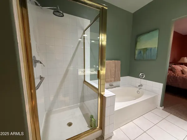 a bathroom with a bathtub