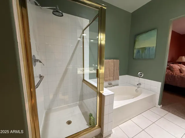 a bathroom with a bathtub