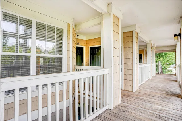 a view of a balcony from a house