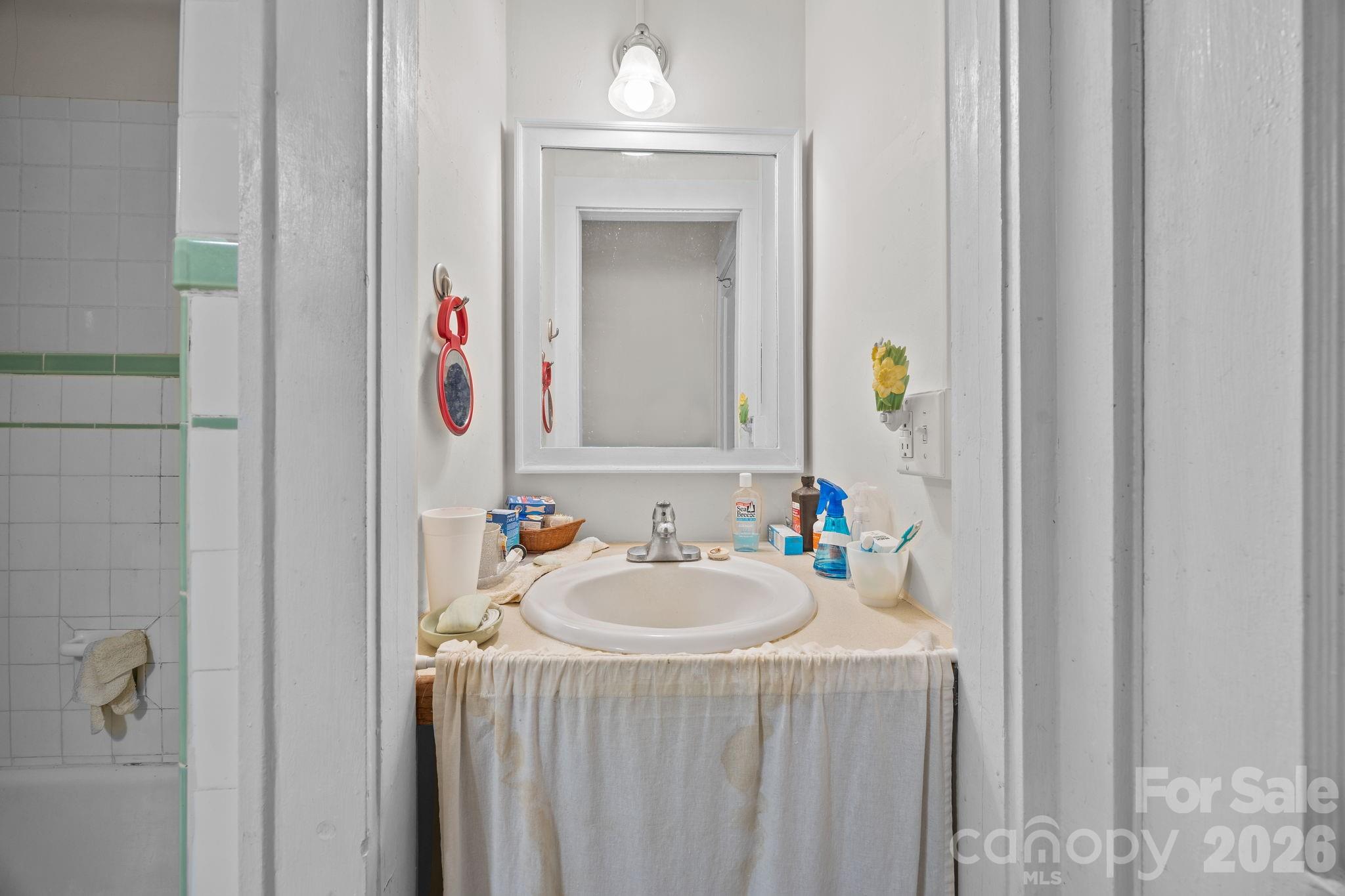 420 Spring Street Albemarle, NC 28001 - Photo 29 of 40 a bathroom with a sink and a mirror