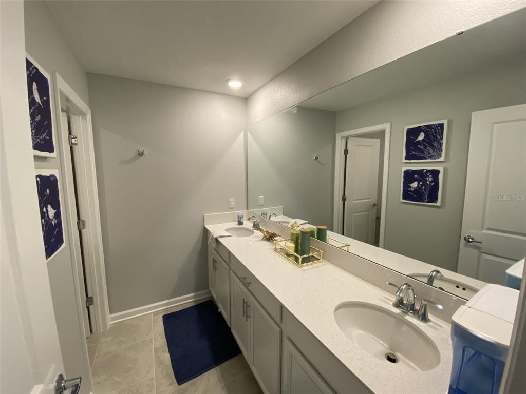 5686 Alenlon Way Mount Dora, FL 32757 - Photo 40 of 62 a bathroom with a sink and a mirror