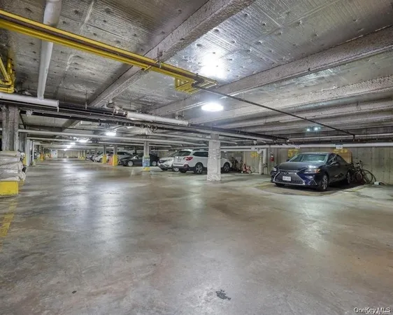 a car parking garage with a car parked