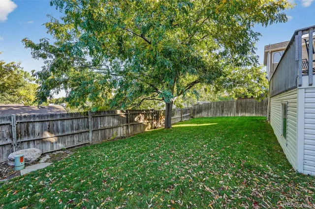 a view of backyard of house with green space