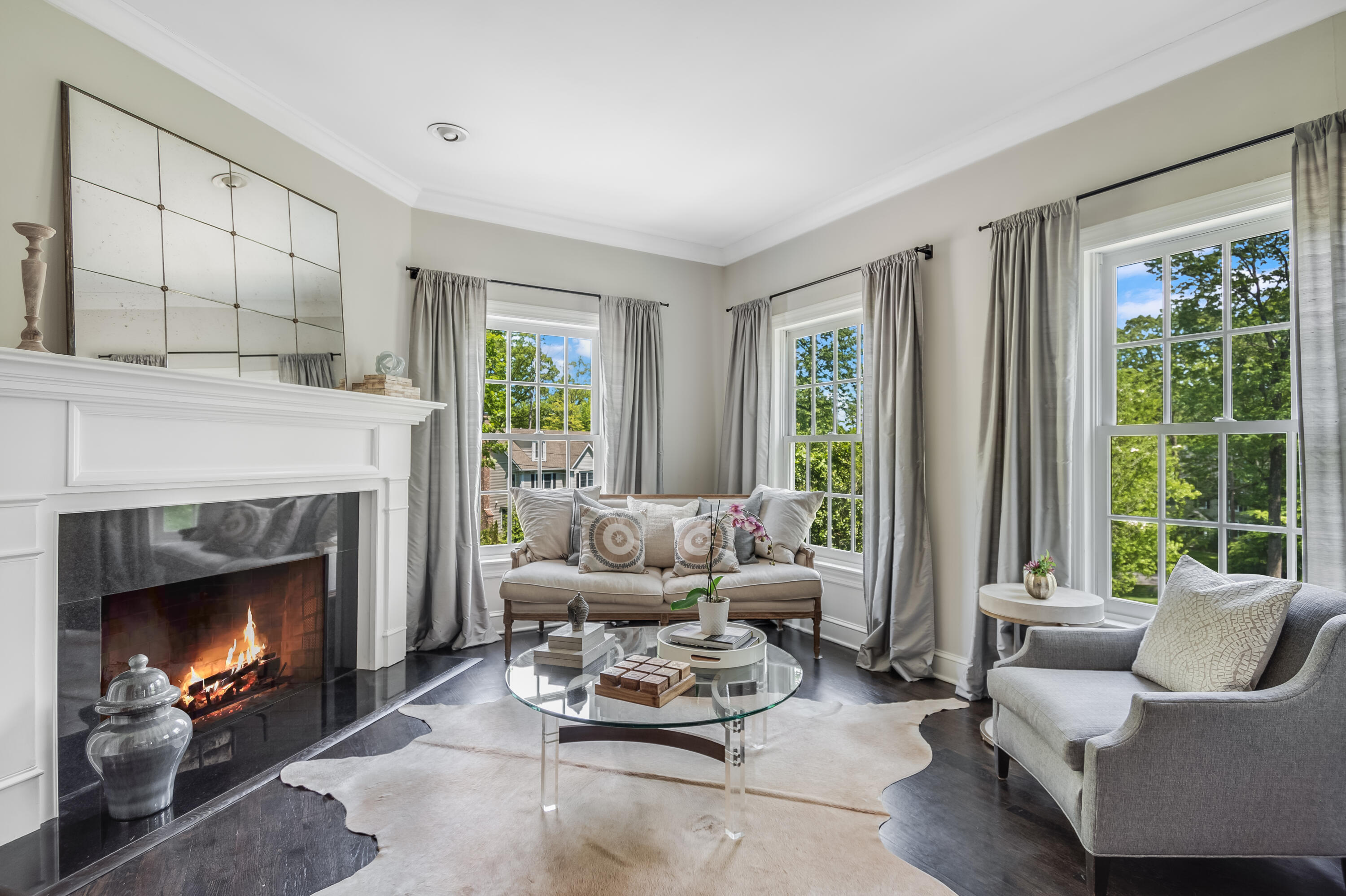 155 Hillcrest Road New Canaan, CT 06840 - Photo 5 of 32 a living room with furniture and a fireplace