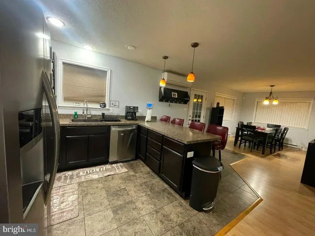 a kitchen with lots of counter top space