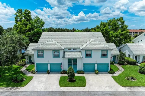 an aerial view of a house with a garden