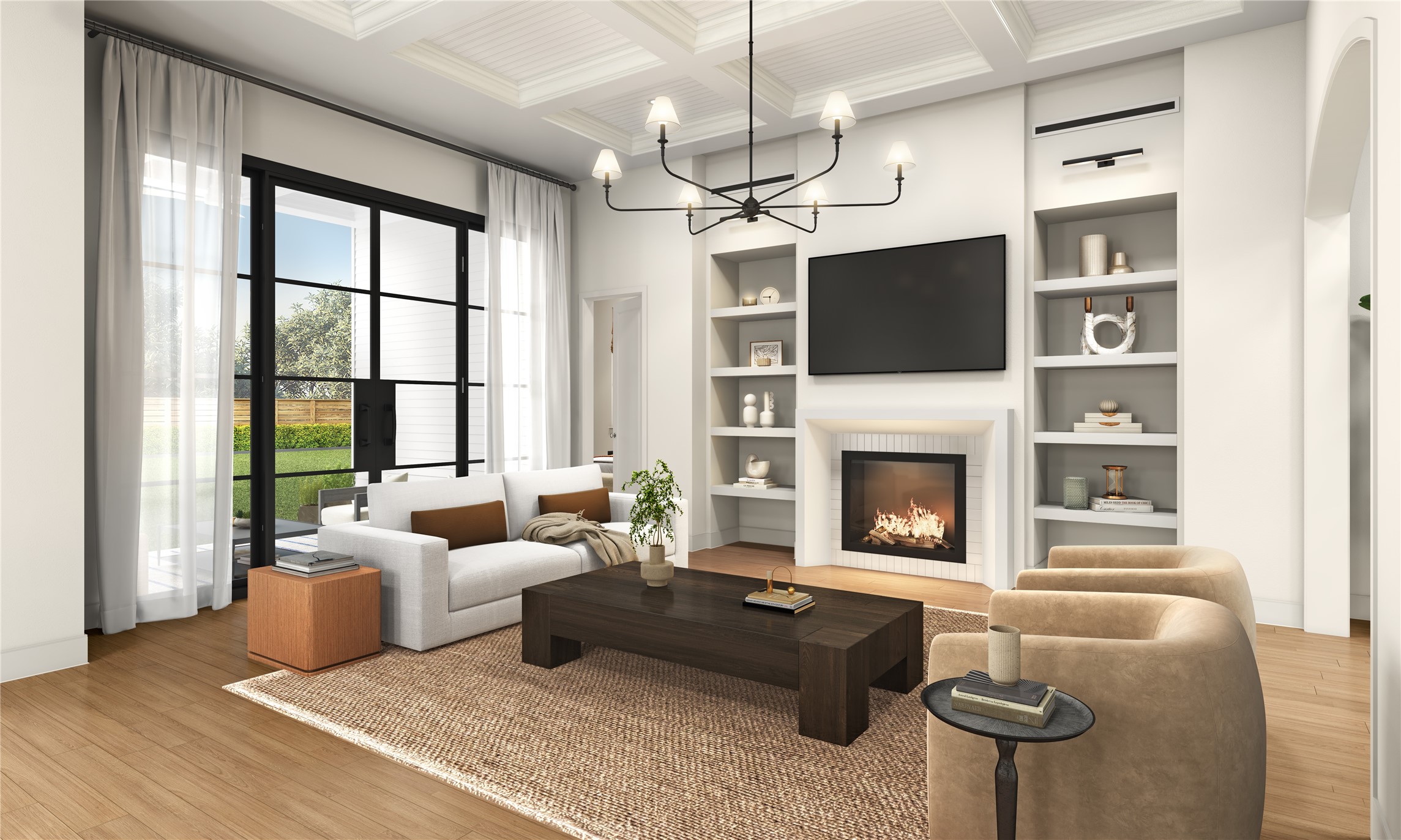 830 East 27th Street Houston, TX 77009 - Photo 5 of 27 a living room with furniture a fireplace and a flat screen tv