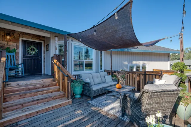 a view of an outdoor space with seating