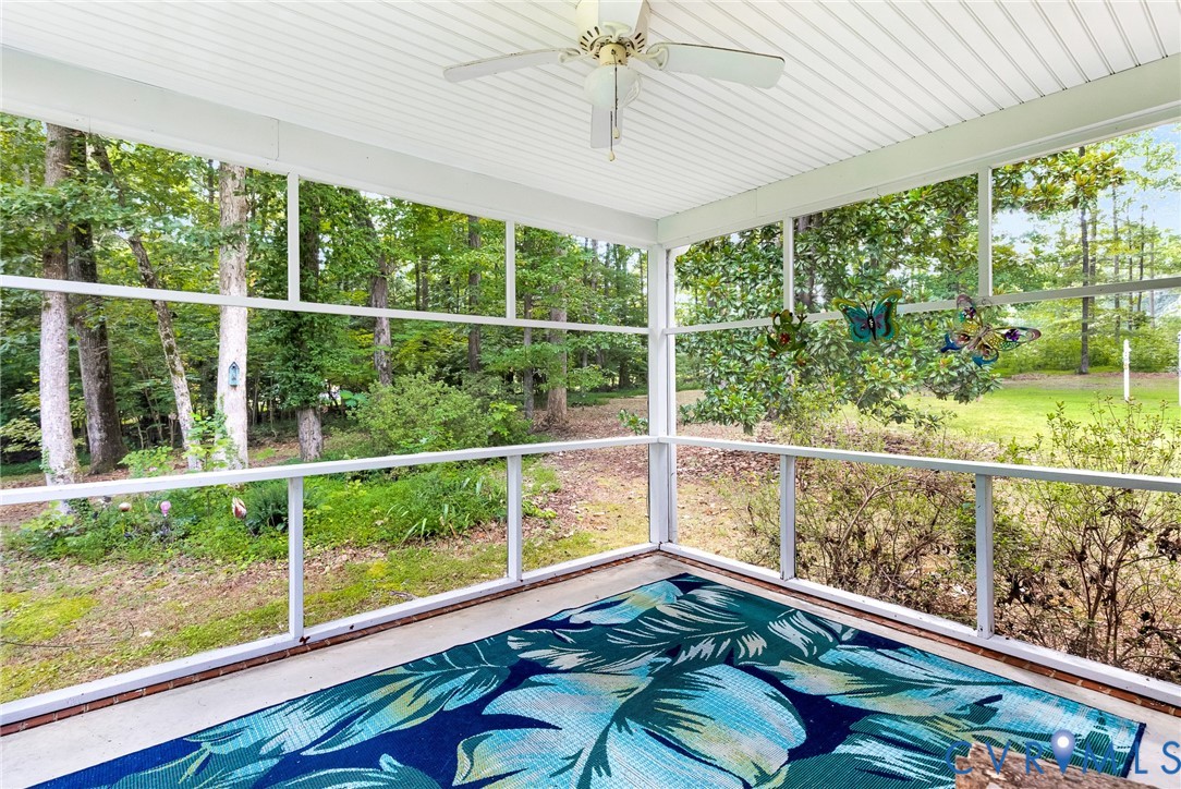 10478 Gould Hill Road Hanover, VA 23069 - Photo 32 of 63 Screened porch featuring a ceiling fan, white pane
