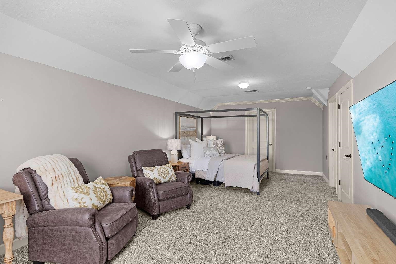 621 Wortham Cemetery Road Bells, TN 38006 - Photo 24 of 25 Bedroom with light colored carpet, a ceiling fan, and vaulted ceiling