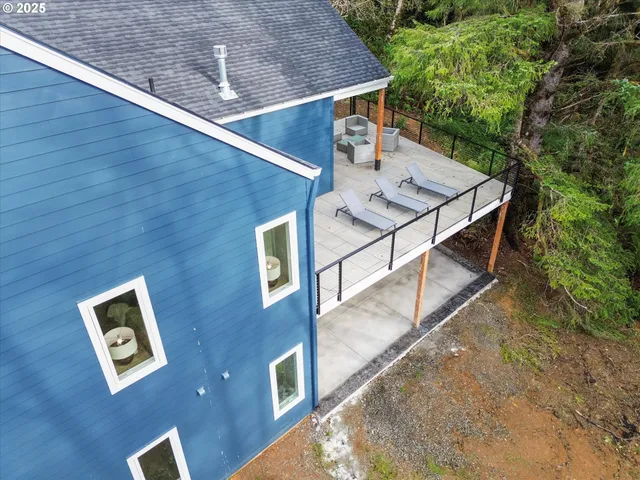 a view of a balcony with chairs