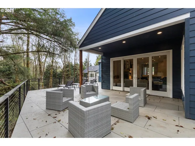 a view of a terrace with a bench