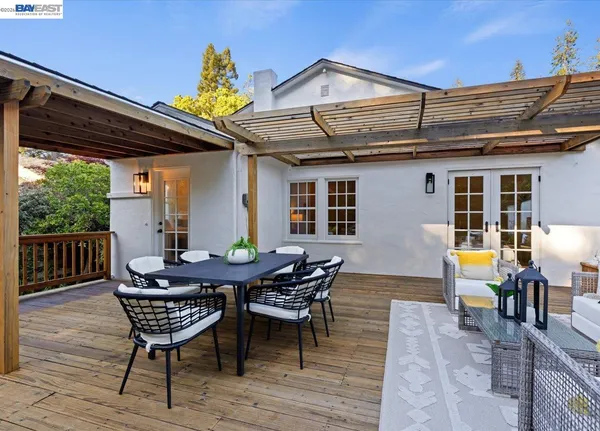 a outdoor living space with furniture and garden view