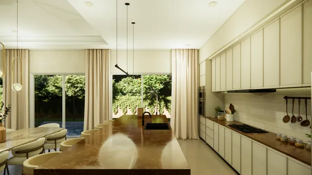 a bedroom with a bed mirror and clock on the wall