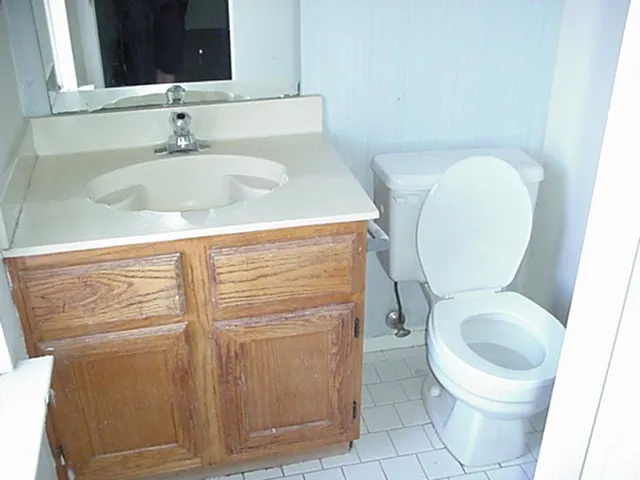 a bathroom with a toilet and a sink