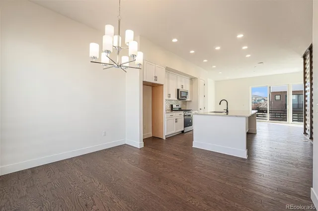 a view of a chandelier in a room