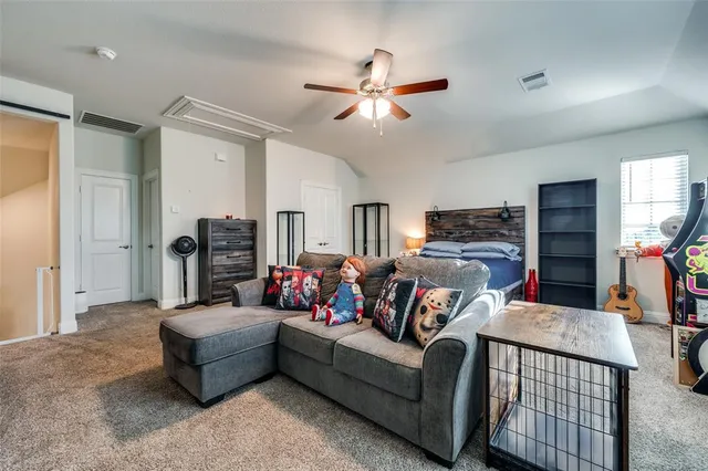 a bedroom with a bed and a closet