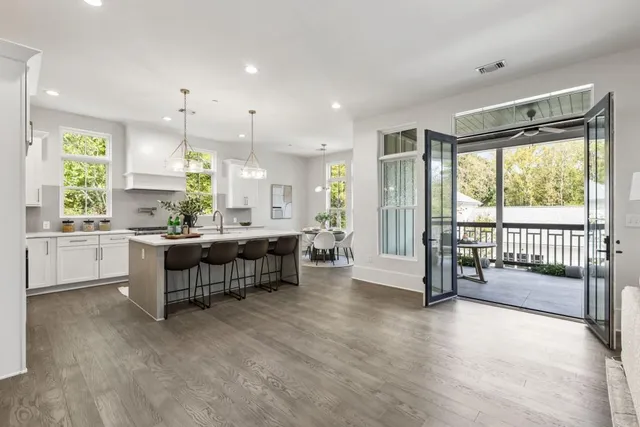 a large living room with a large window