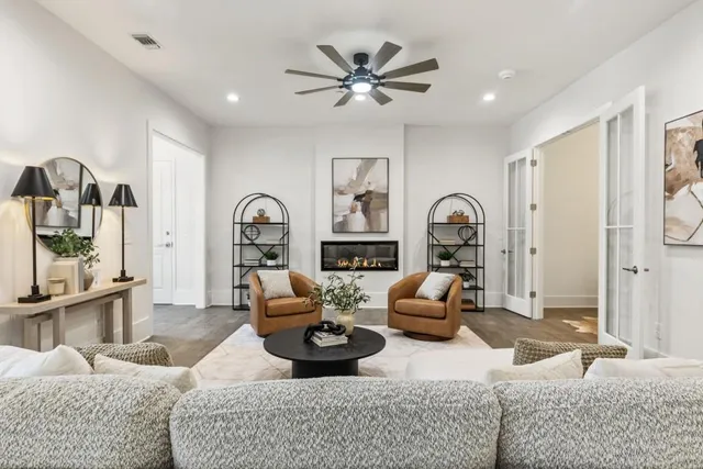 a living room with furniture