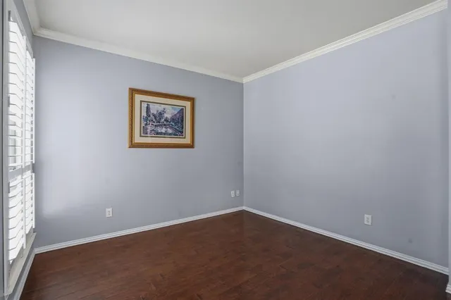 an empty room with a workspace