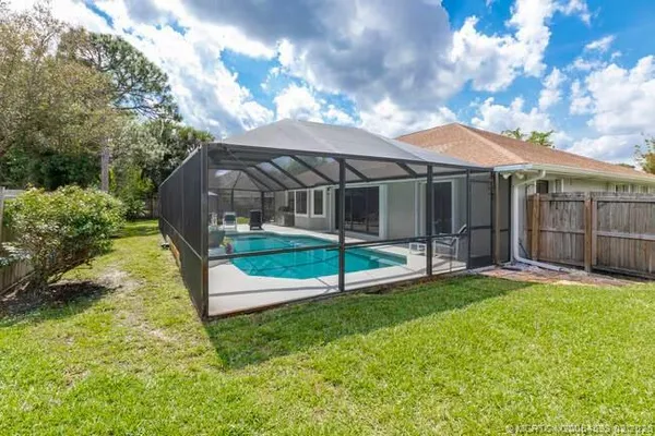 a view of a garden with a slide