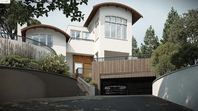 a car parked in front of a house