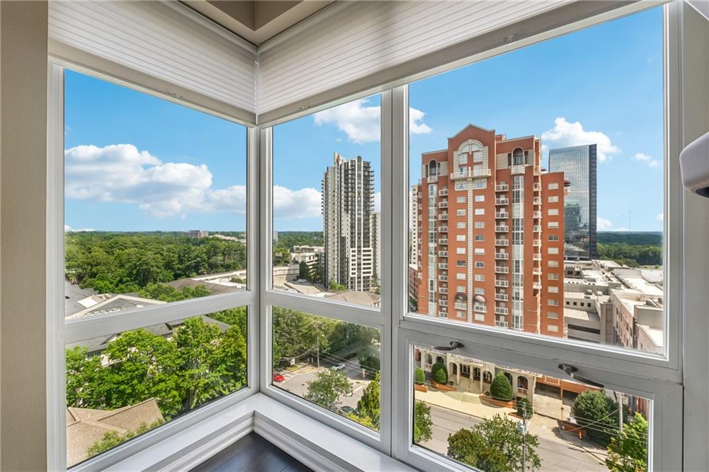 a view of a city from a balcony