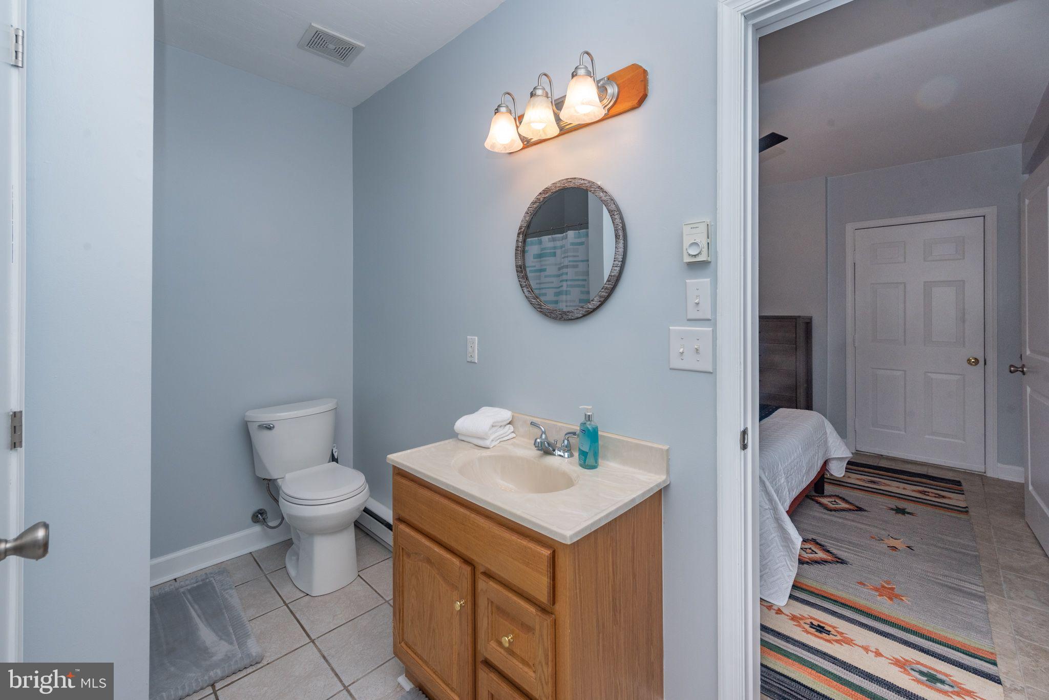 2667 Mayhew Inn Road Oakland, MD 21550 - Photo 26 of 44 a bathroom with a toilet sink vanity and mirror