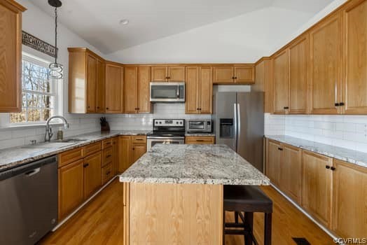 16501 River Road Chesterfield, VA 23838 - Photo 21 of 49 a kitchen with stainless steel appliances granite countertop a sink refrigerator and microwave