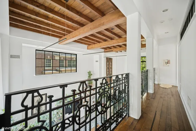 a view of wooden balcony