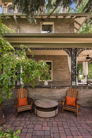 wooden floor view with a outdoor seating