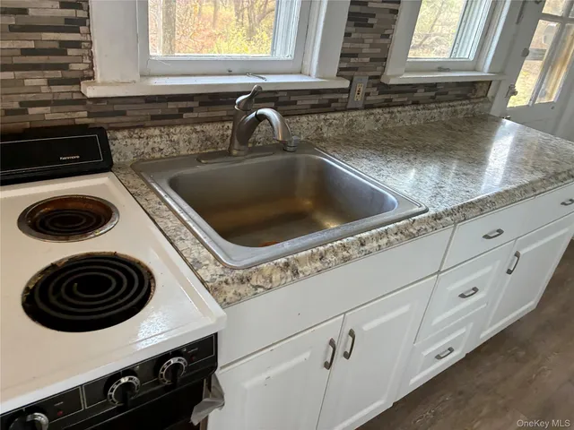 a close view of a sink and dishwasher next to a window