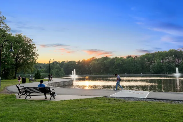 a view of a lake with outdoor space