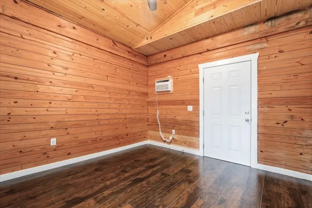 a view of wooden door