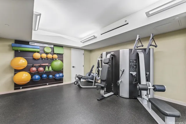 a view of a room with gym equipment