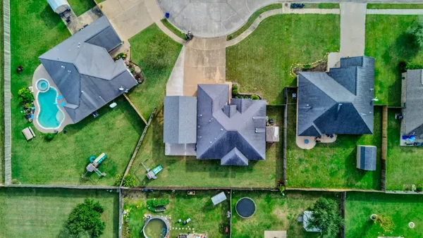 an aerial view of a house