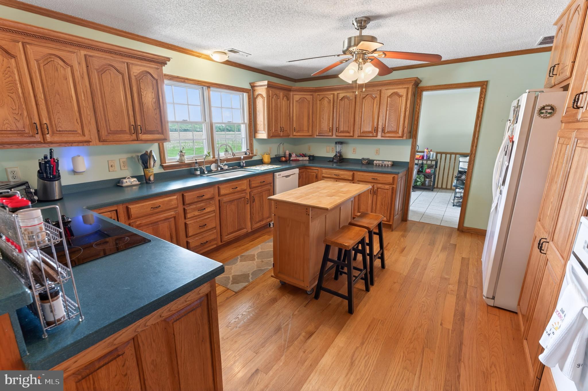 30077 Fire Tower Road Laurel, DE 19956 - Photo 19 of 87 a kitchen with stainless steel appliances granite countertop a refrigerator a sink dishwasher a stove and white countertops with wooden floor