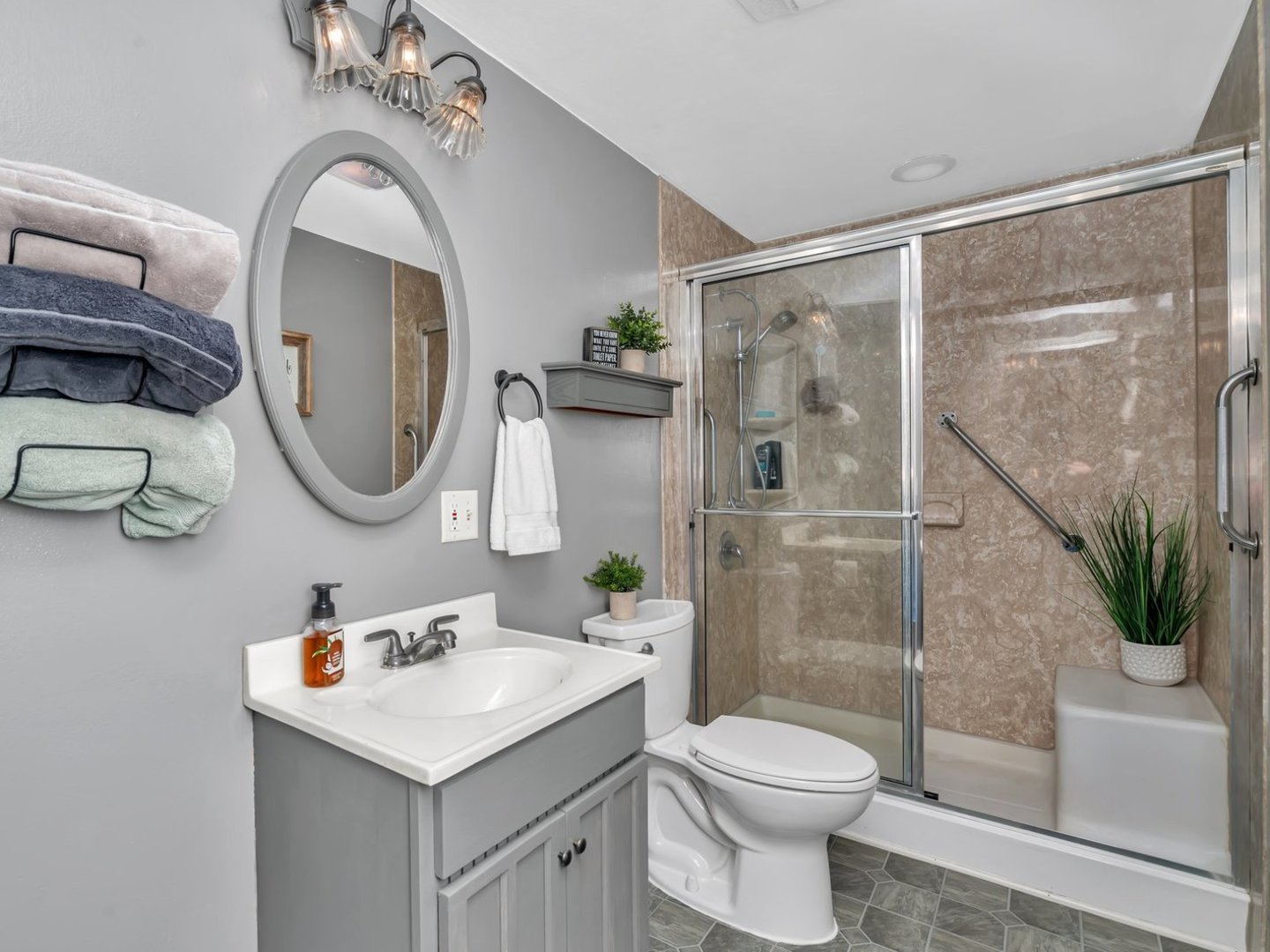 1070 West Kennedy Road Braidwood, IL 60408 - Photo 20 of 33 a bathroom with a sink a toilet and shower
