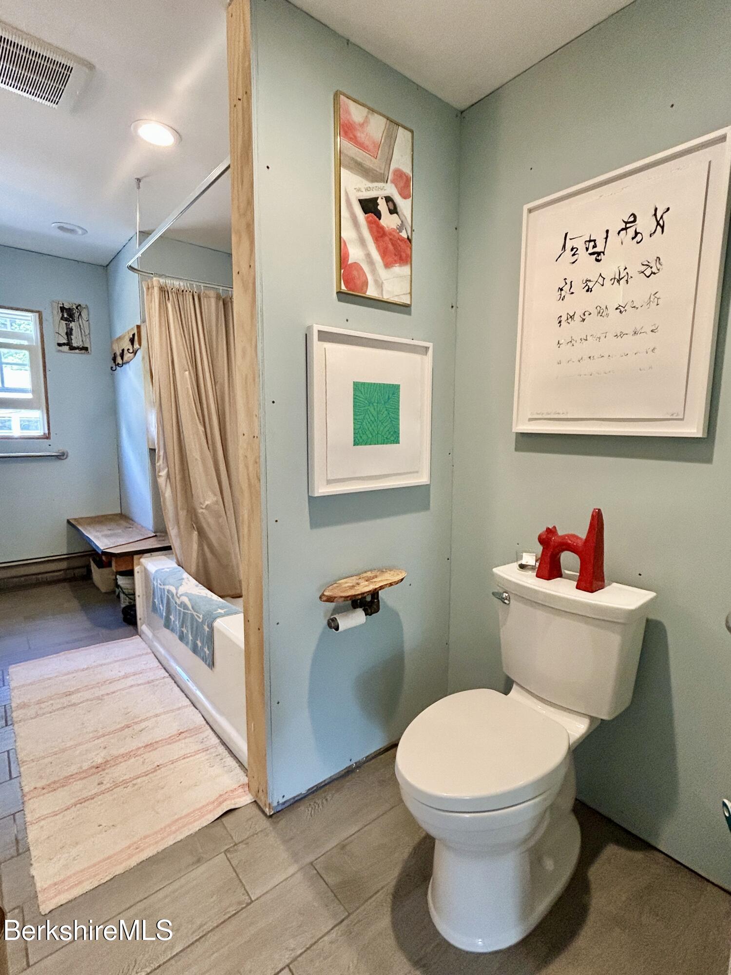 96 East Quincy Street North Adams, MA 01247 - Photo 14 of 16 a bathroom with a toilet a sink and a mirror
