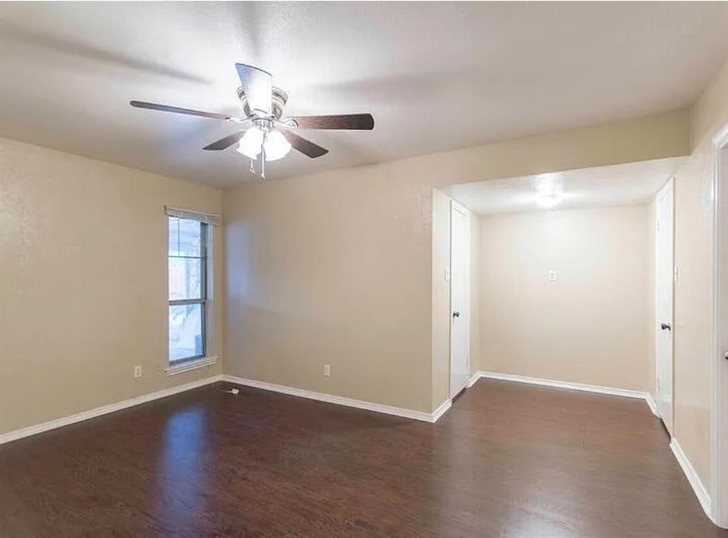 817 West Rochelle Road Irving, TX 75062 - Photo 10 of 21 a view of empty room with wooden floor and fan
