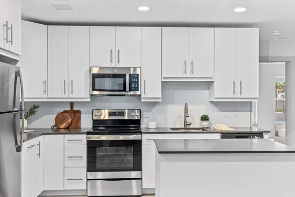 an aerial view of a house with sitting space