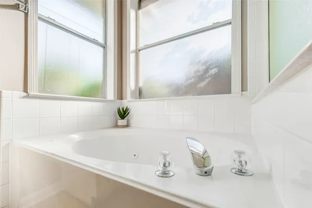 a bathroom with a bathtub