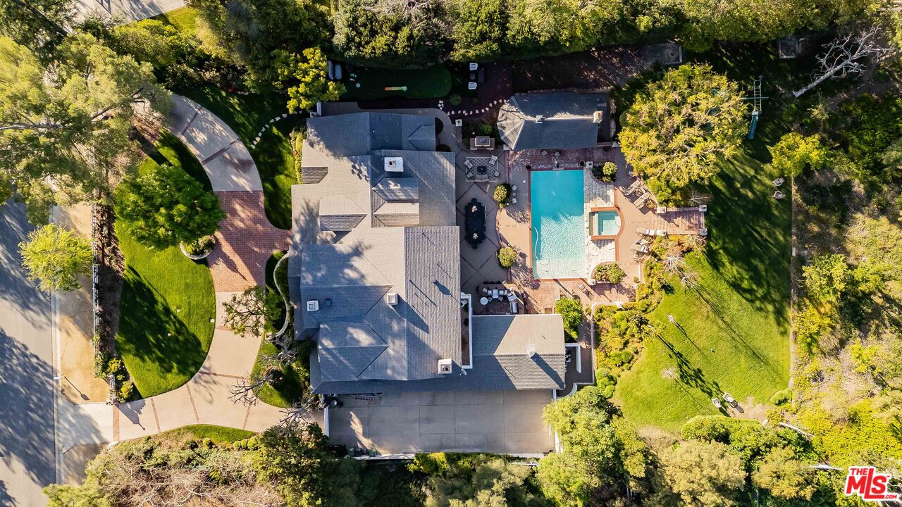 23939 Long Valley Road Hidden Hills, CA 91302 - Photo 60 of 61 an aerial view of residential house with outdoor space and trees
