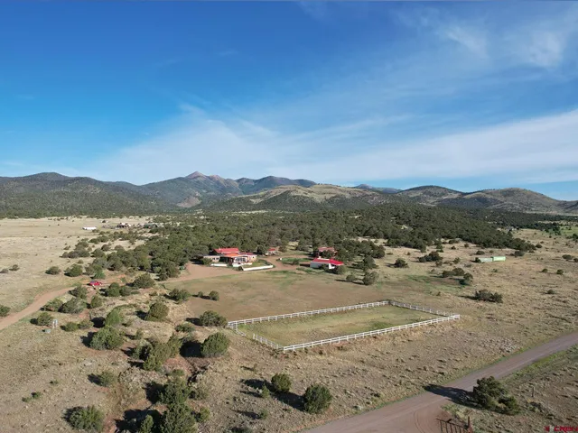 a view of a mountain with a outdoor space
