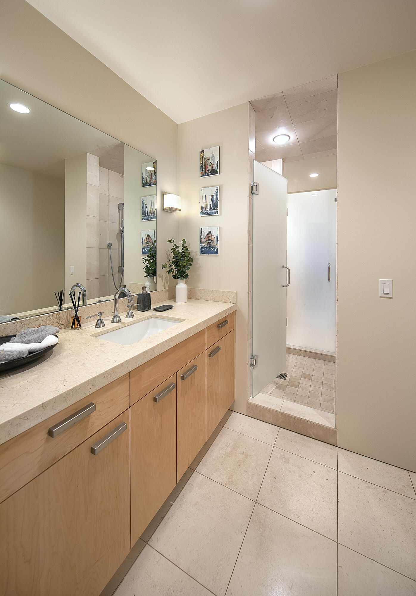 303 Meadowbrook Drive Santa Barbara, CA 93108 - Photo 18 of 28 a spacious bathroom with a shower sink and mirror