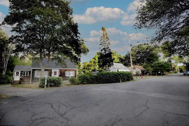 a view of a house with a yard and plant